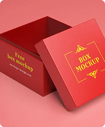 Red custom packaging box mockup