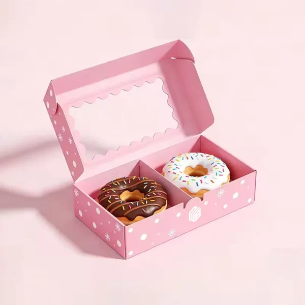 Printed Pink Donut Boxes With Logo
