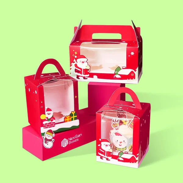 Custom Christmas Cupcake Boxes