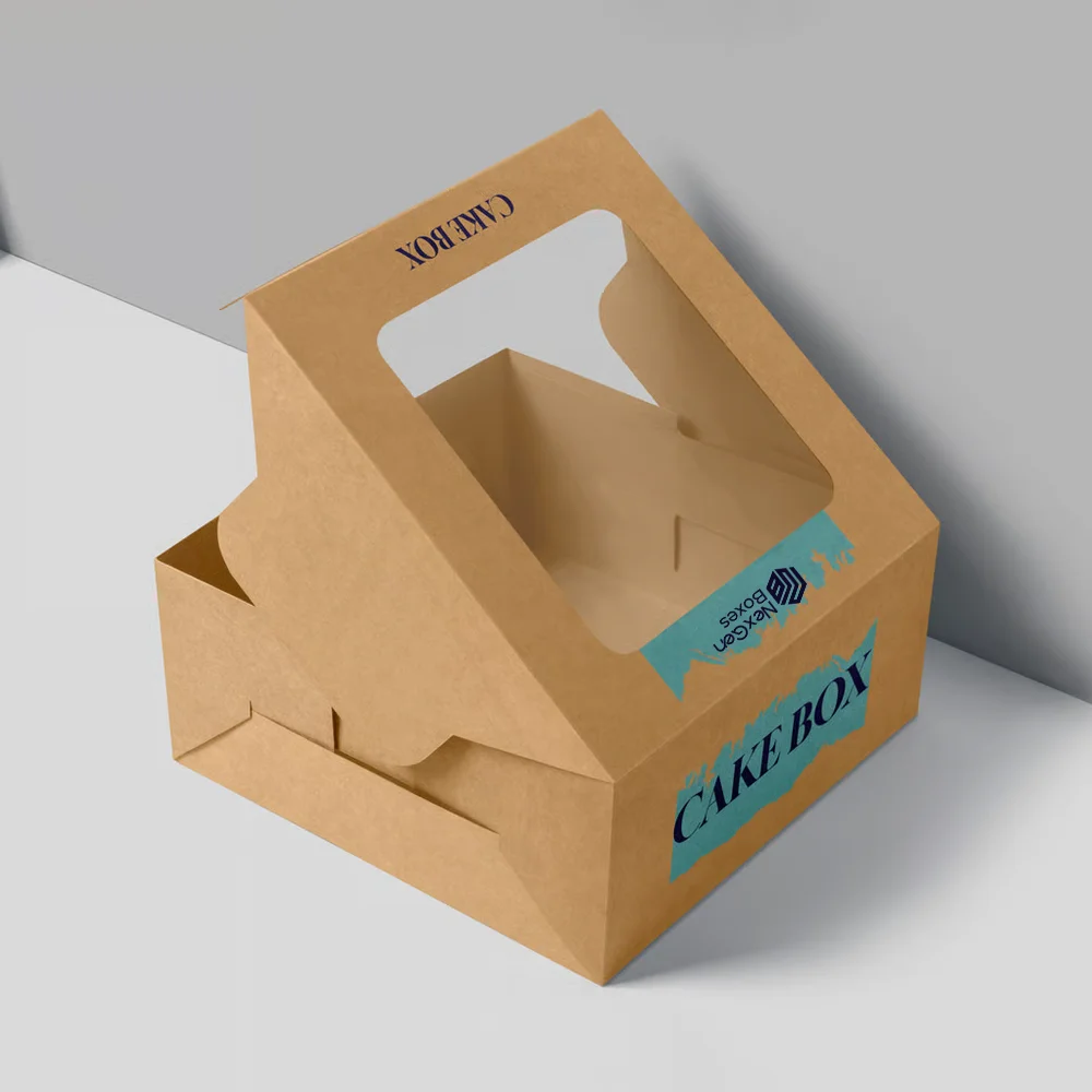 Kraft Bakery Boxes With Window For Displaying Fresh Baked Goods