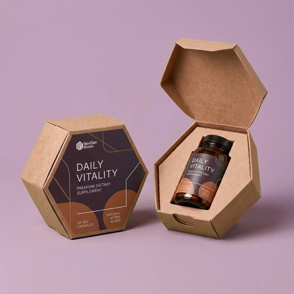 Printed Kraft Supplement Boxes With Custom Branding